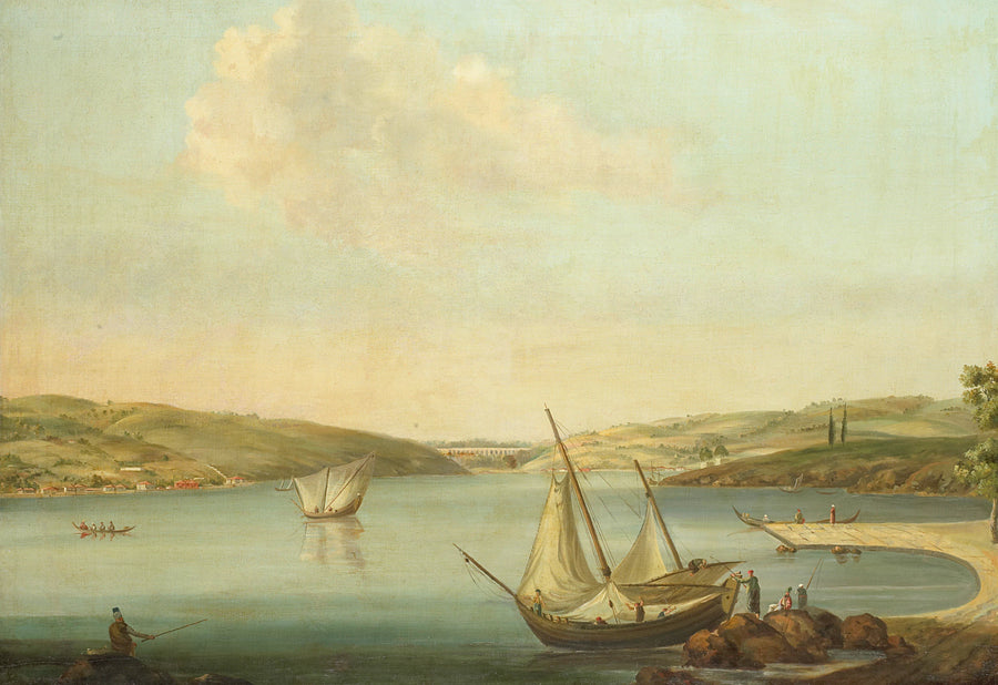 Vue du Bosphore, prise près de Beykoz vers le nord-ouest, avec l'aqueduc de Justinien en arrière-plan - Jan van der Steen