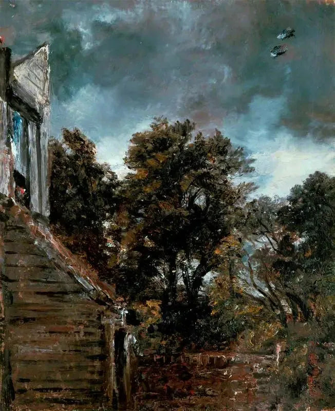 Bir Bahçede Manzara, Sol tarafta Bir Hangar ile - John Constable