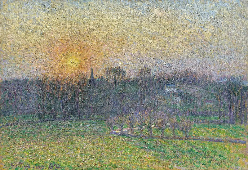 Bazincourt Manzarası, Gün Batımı - Camille Pissarro