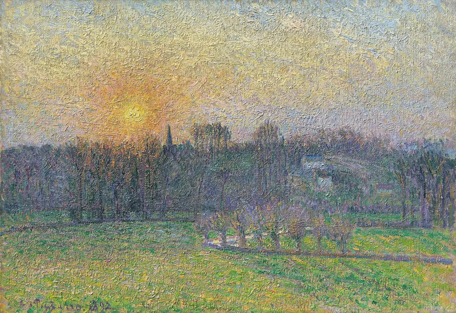 Bazincourt Manzarası, Gün Batımı - Camille Pissarro