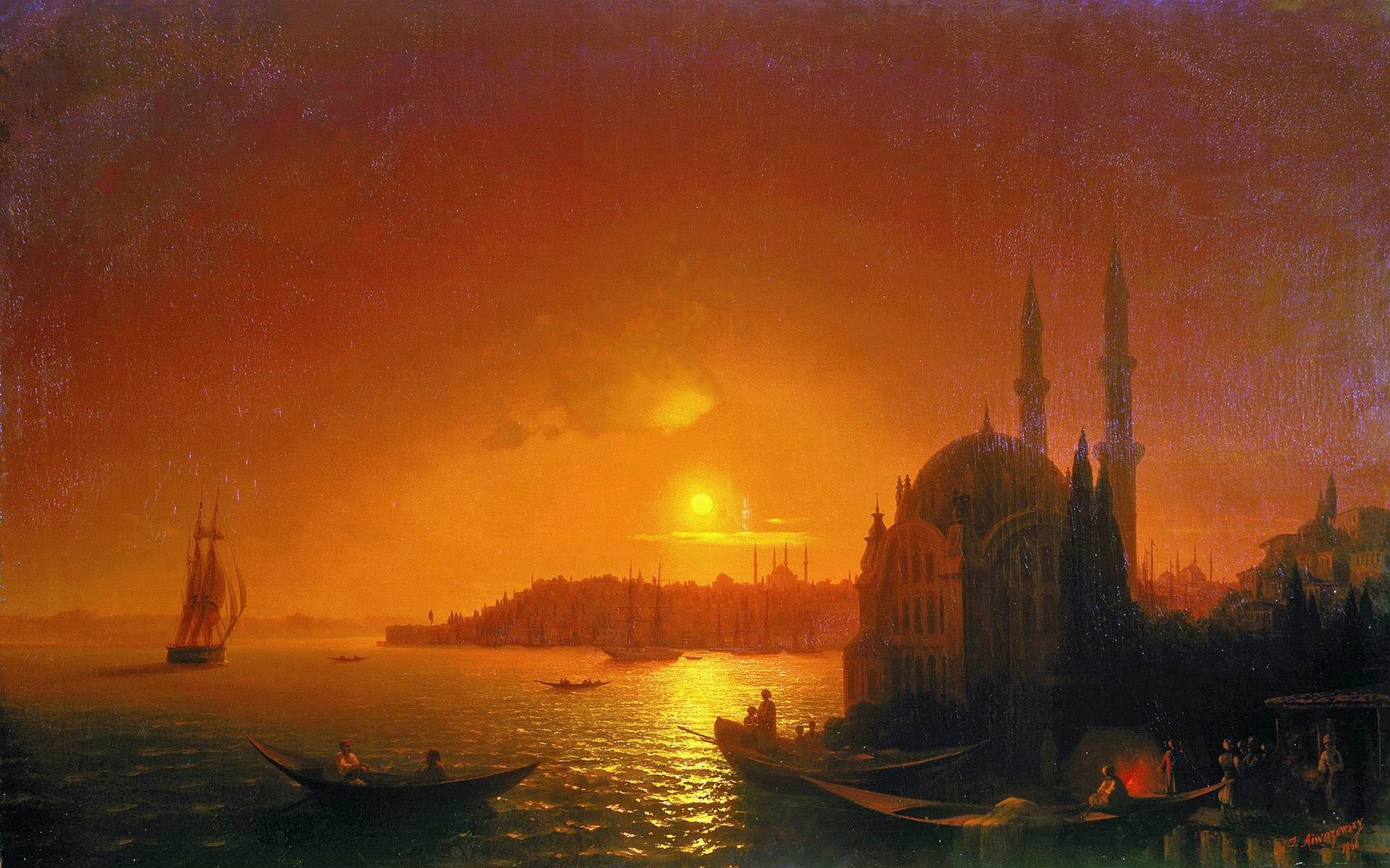 Vue de Constantinople au clair de lune - Ivan Aïvazovski