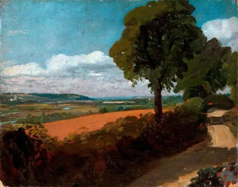 Dedham'dan East Bergholt Kilisesi'nden Flatford'a giden yoldan manzara - John Constable