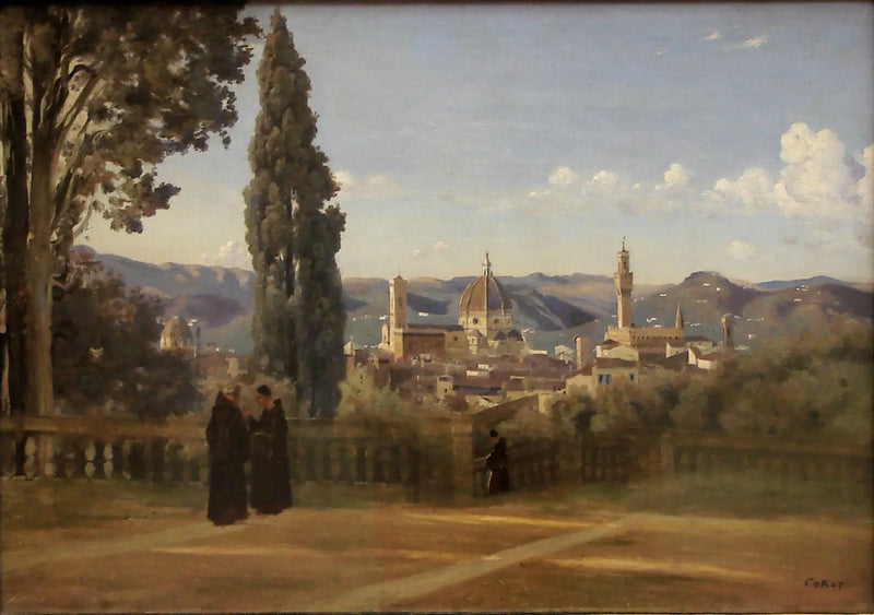 Floransa Manzarası Boboli Bahçesinden - Jean-Baptiste Camille Corot