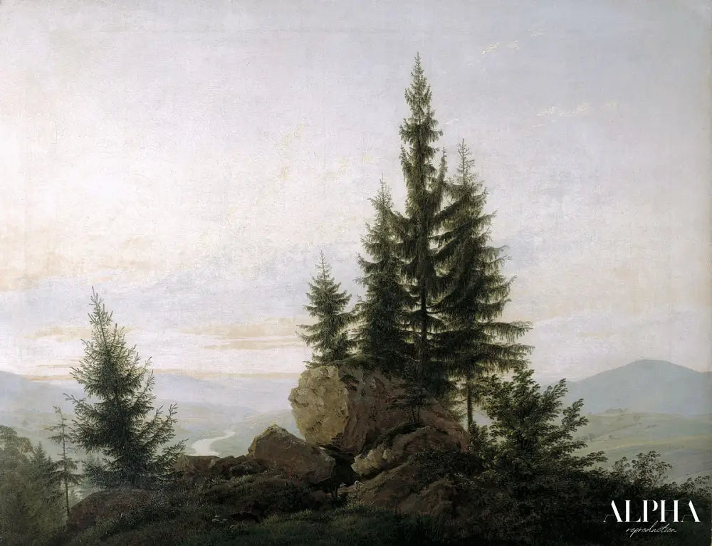 Vue de la vallée de l'Elbe - Caspar David Friedrich - Reproductions de tableaux et peintures haut de gamme