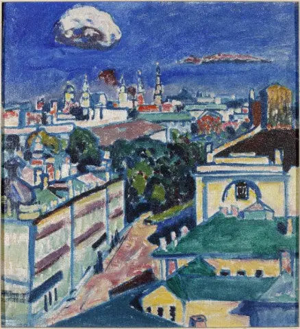 Kandinsky'nin 1 numaralı Zoubovsky Meydanı'ndaki dairesinin penceresinden Moskova Manzarası - Vassily Kandinsky