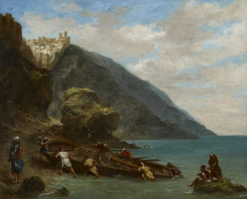 Denizin Kenarından Tangier Manzarası - Eugène Delacroix