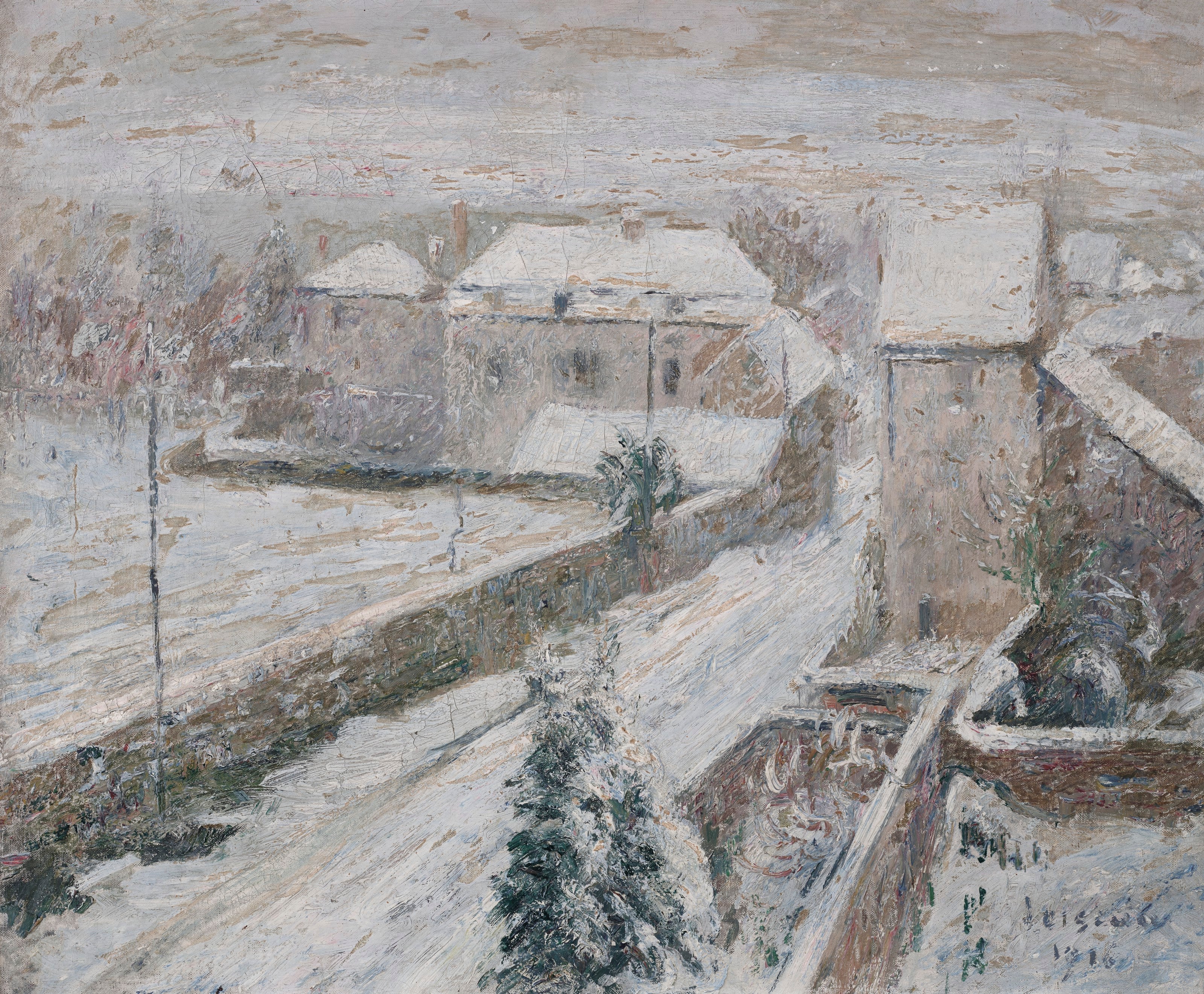 Vue de Triel sous la neige - Gustave Loiseau