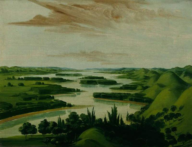 George Catlin - Saint-Louis'in 1300 mil üzerinde Floyd'un mezarından görünüm