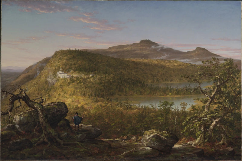 İki göl ve Mountain House'un manzarası, Catskill Dağları, sabah - Thomas Cole