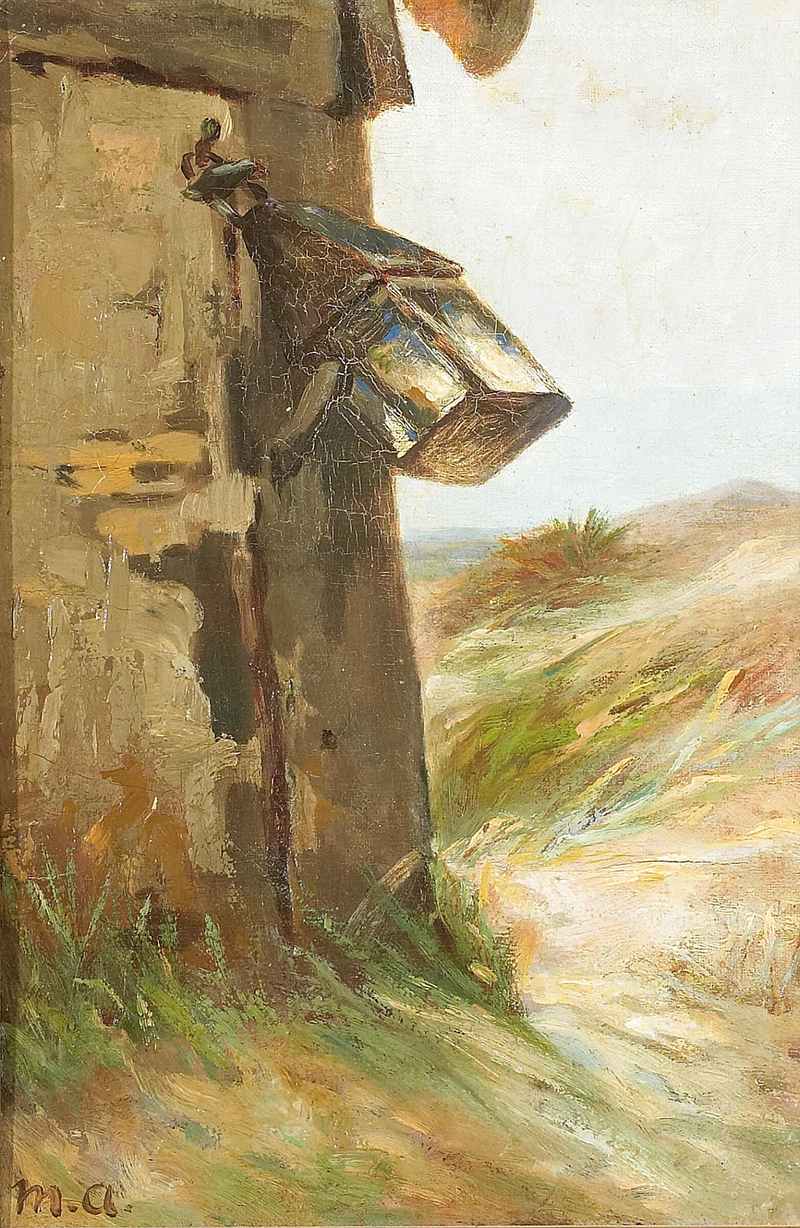 Bir evin üzerinde bir fener ve kum tepeleri manzarası. - Michael Peter Ancher