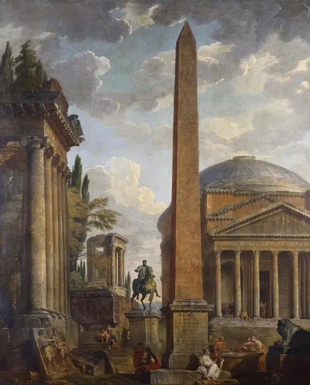 Caprice Manzarası, Panthéon ve Roma Kalıntıları ile - Giovanni Paolo Panini