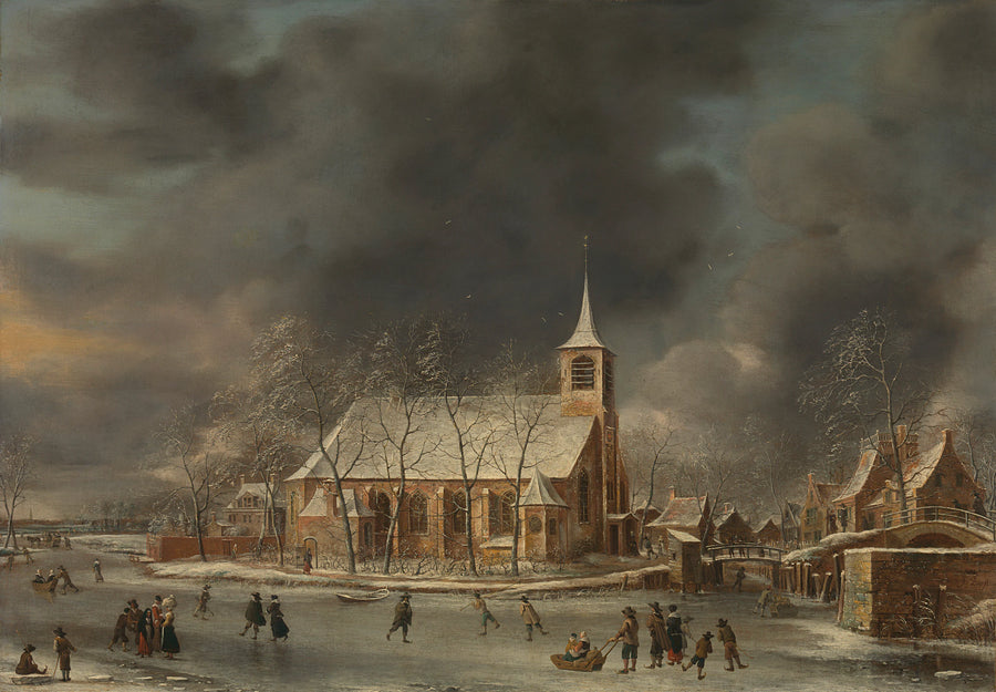 Vue de l'église de Sloten en hiver - Jan Abrahamsz Beerstraaten