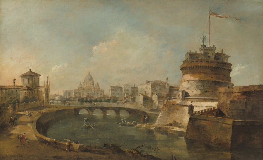 Roma, Château Saint-Ange'nin hayali görünümü - Francesco Guardi