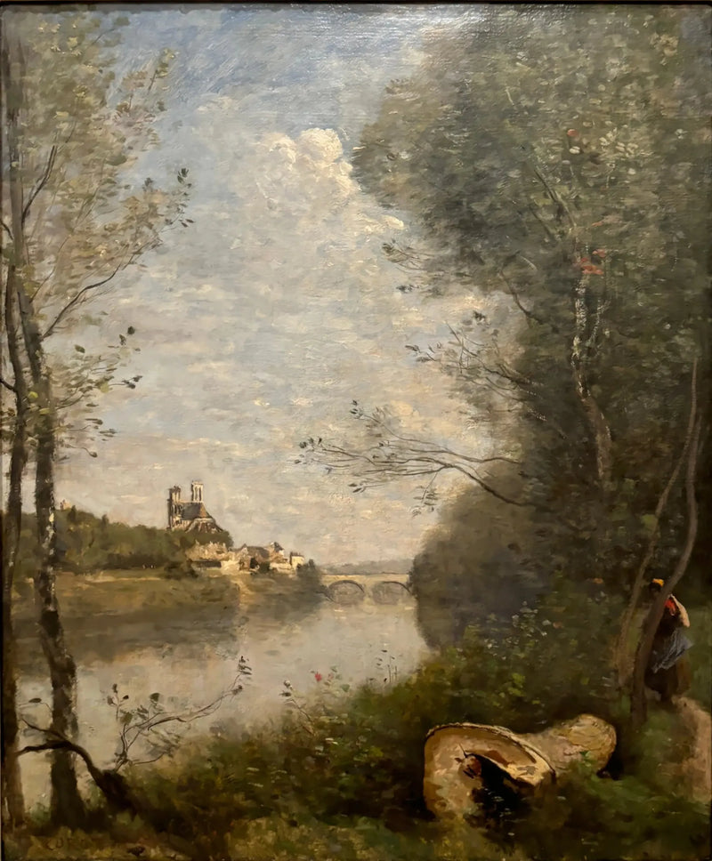 Mantes Katedrali'nin Uzak Manzarası - Jean-Baptiste Camille Corot