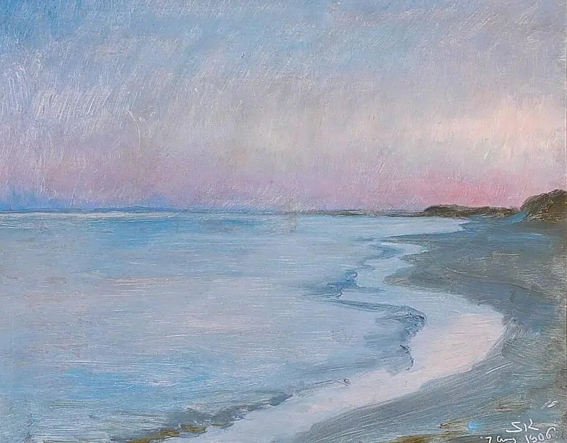 Akşam Skagen plajı manzarası - Peder Severin Krøyer