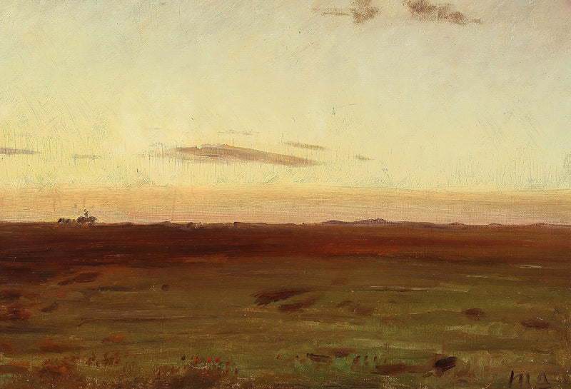 Gün batımında güneş altında çayır ve kumullara bakış - Michael Peter Ancher