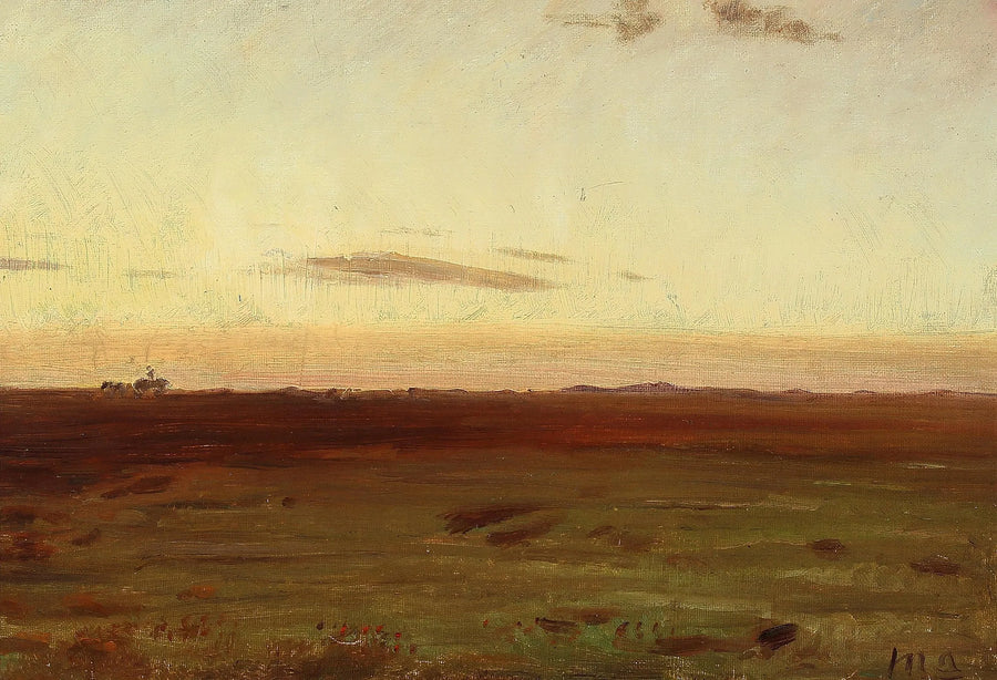 Gün batımında güneş altında çayır ve kumullara bakış - Michael Peter Ancher