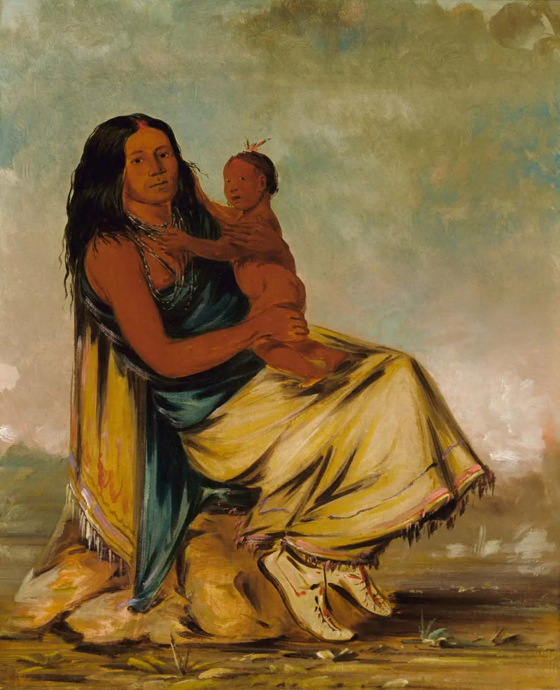 Wáh-chee-te, Cler-mónt'un eşi ve çocuğu - George Catlin
