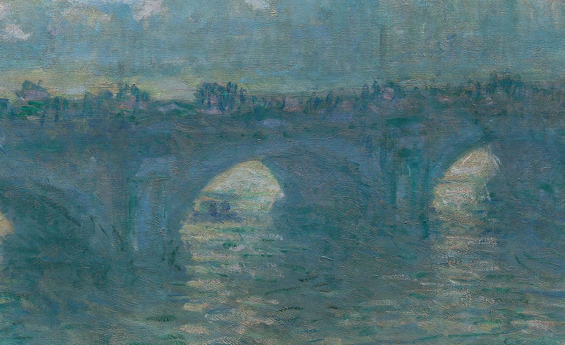 Détail des arches et des reflets dans Waterloo Bridge, temps gris W1557 de Claude Monet