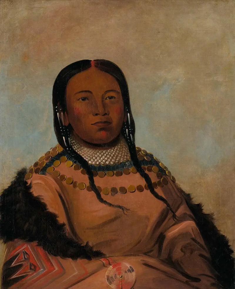 Wi-lóoh-tah-eeh-tcháh-ta-máh-nee, Dokunurken Kırmızı Eşya, Siyah Kayalık Kızı - George Catlin