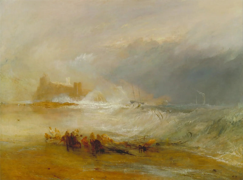 Yıkımcılar -- Northumberland Kıyısı, Kıyıda Bir Gemiyi Yardımcı Olan Buhar Botu ile - J. M. W. Turner